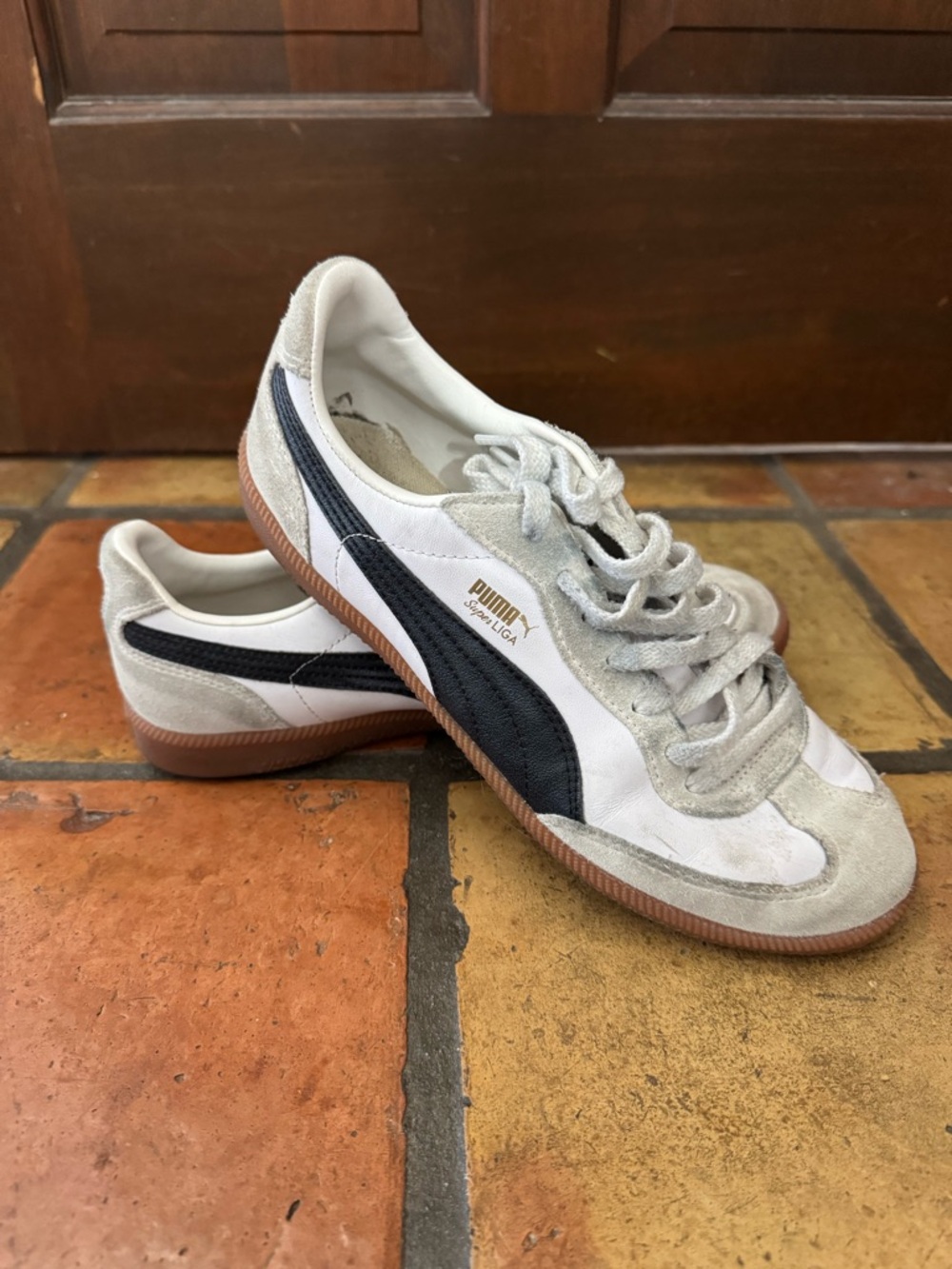 Puma White, Black & Gum Classic Low-Top Sneakers